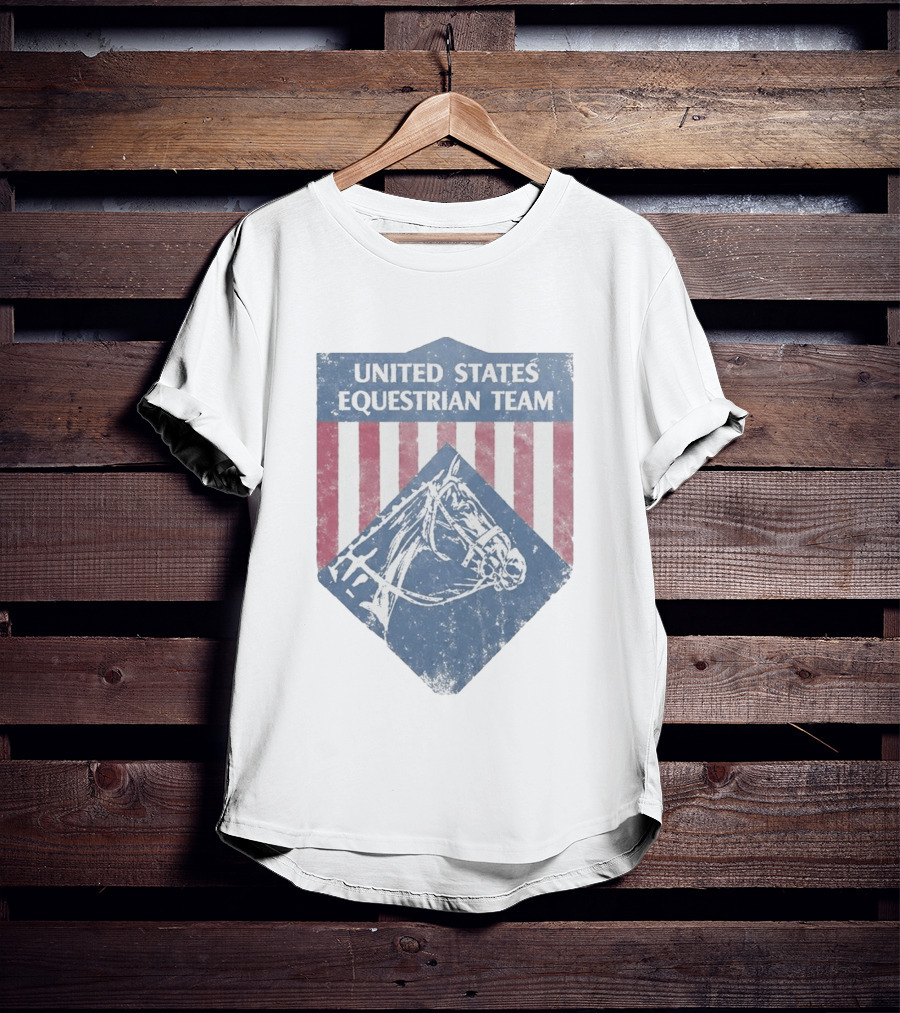 United States Equestrian Team Vintage Horse Graphic Stripes T-Shirt