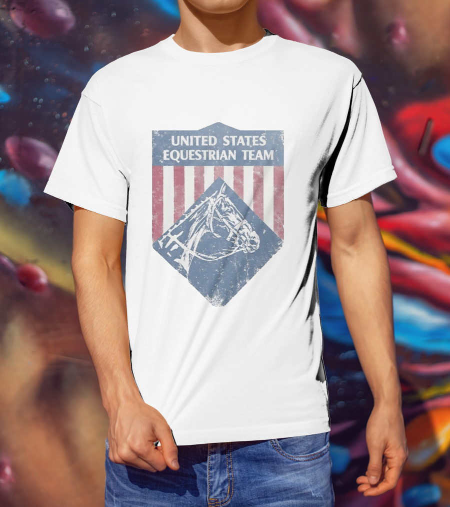 United States Equestrian Team Vintage Horse Graphic Stripes T-Shirt