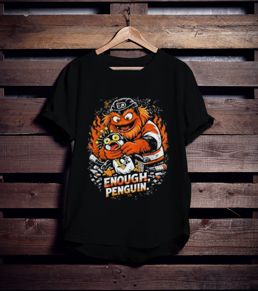 Gritty Enough Penguin Philadelphia Flyers Vs Penguins Retro Comic T-Shirt