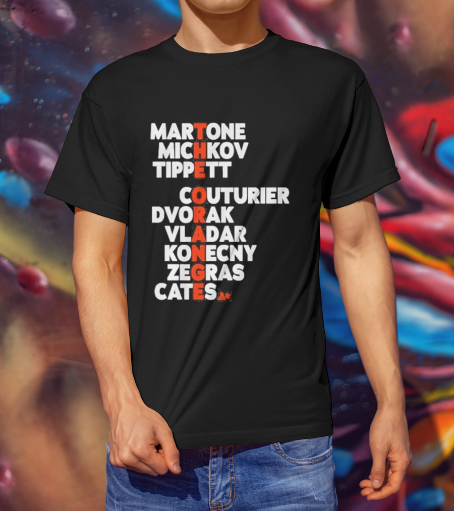 Philadelphia Hockey Martone Michkov Tippett The Orange Names Couturier Dvorak Vladar Konecny Zegras Cates T-Shirt
