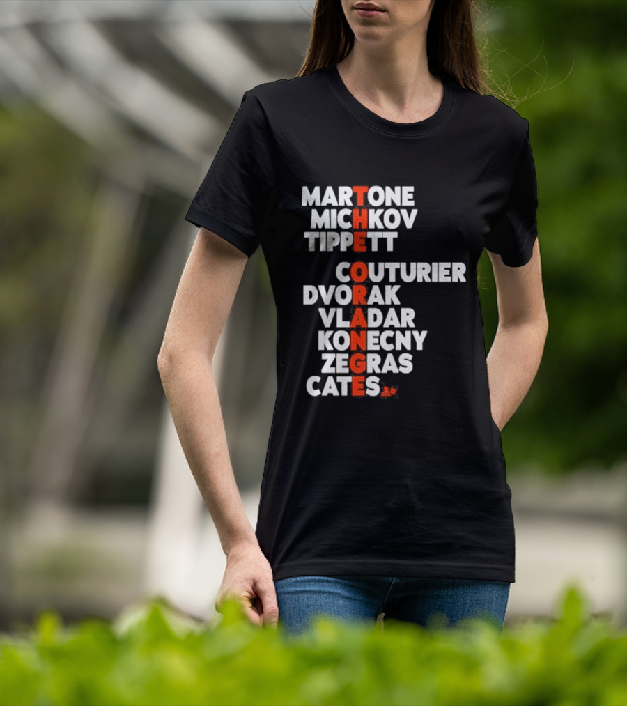Philadelphia Hockey Martone Michkov Tippett The Orange Names Couturier Dvorak Vladar Konecny Zegras Cates T-Shirt