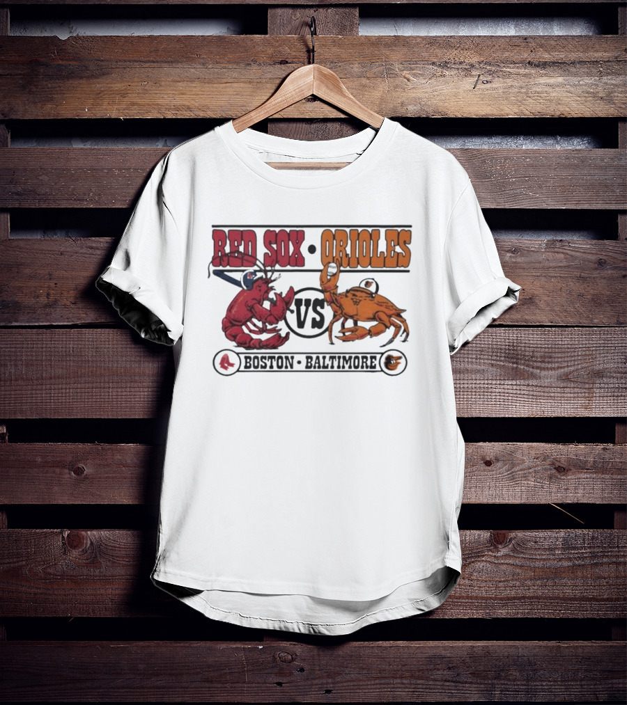 Boston Red Sox Vs Baltimore Orioles Rivalry Matchup With Lobster And Crab T-Shirt