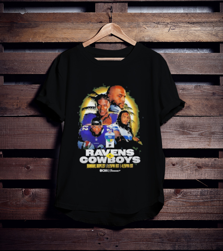 Rio Game 2026 Baltimore Ravens Vs Dallas Cowboys September 27 Matchup Sunday 1 P.M. BRT T-Shirt