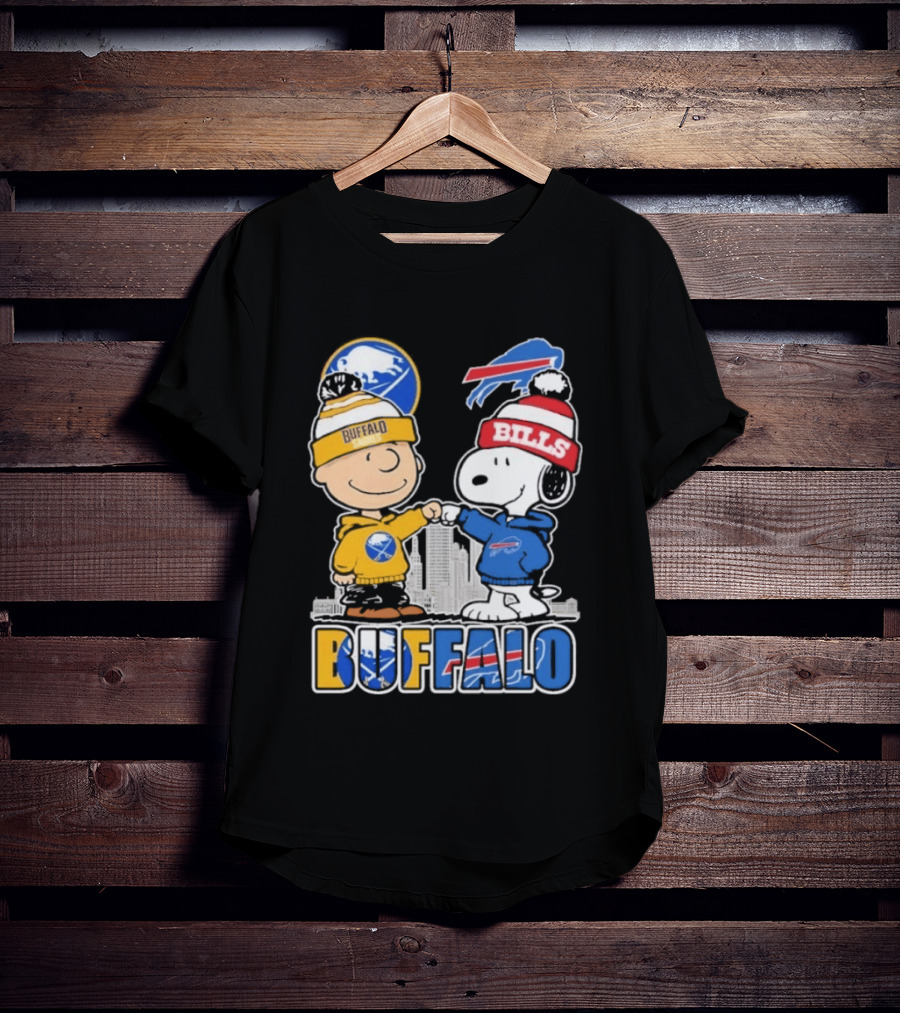 Buffalo Peanuts Fist Bump Sabres Bills Collaboration T-Shirt