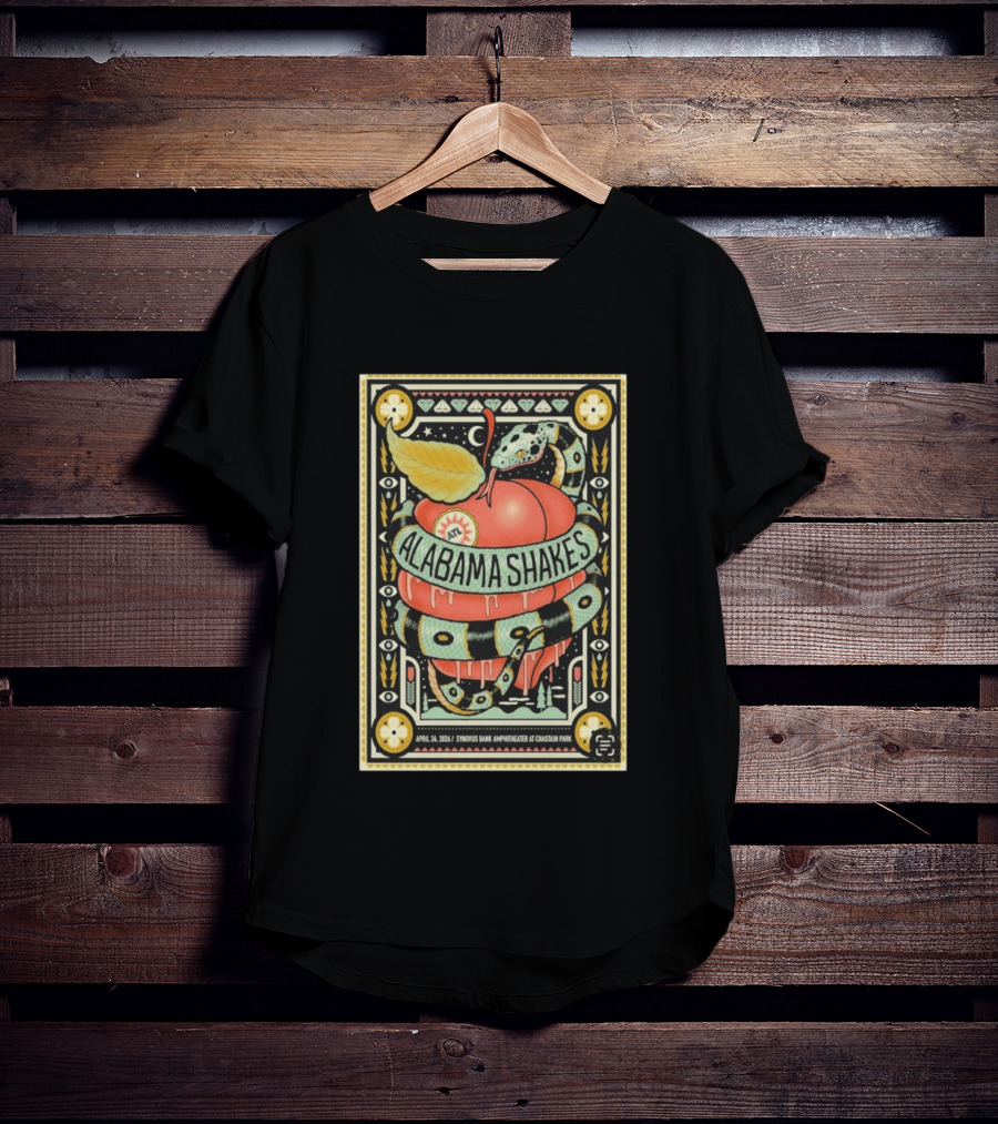 Alabama Shakes April 24 2026 Synovus Bank Amphitheater Chastain Park Atlanta Snake And Apple T-Shirt
