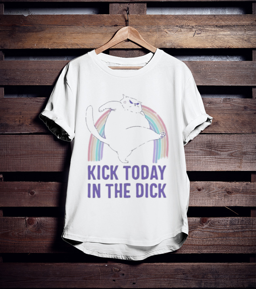 Kick Today In The Dick Rainbow Cat T-Shirt