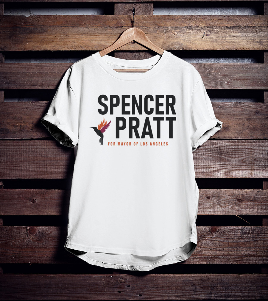 Spencer Pratt For Mayor Of Los Angeles Campaign Hummingbird Flames T-Shirt