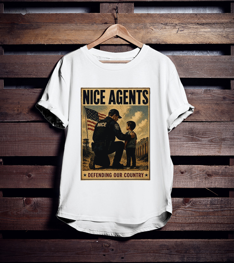 Nice Agents Defending Our Country Flag Patch Officer And Child T-Shirt
