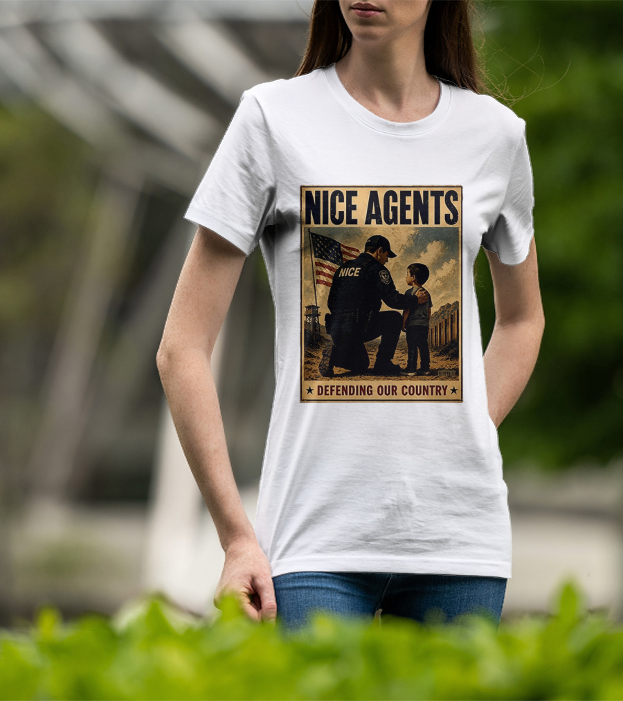 Nice Agents Defending Our Country Flag Patch Officer And Child T-Shirt