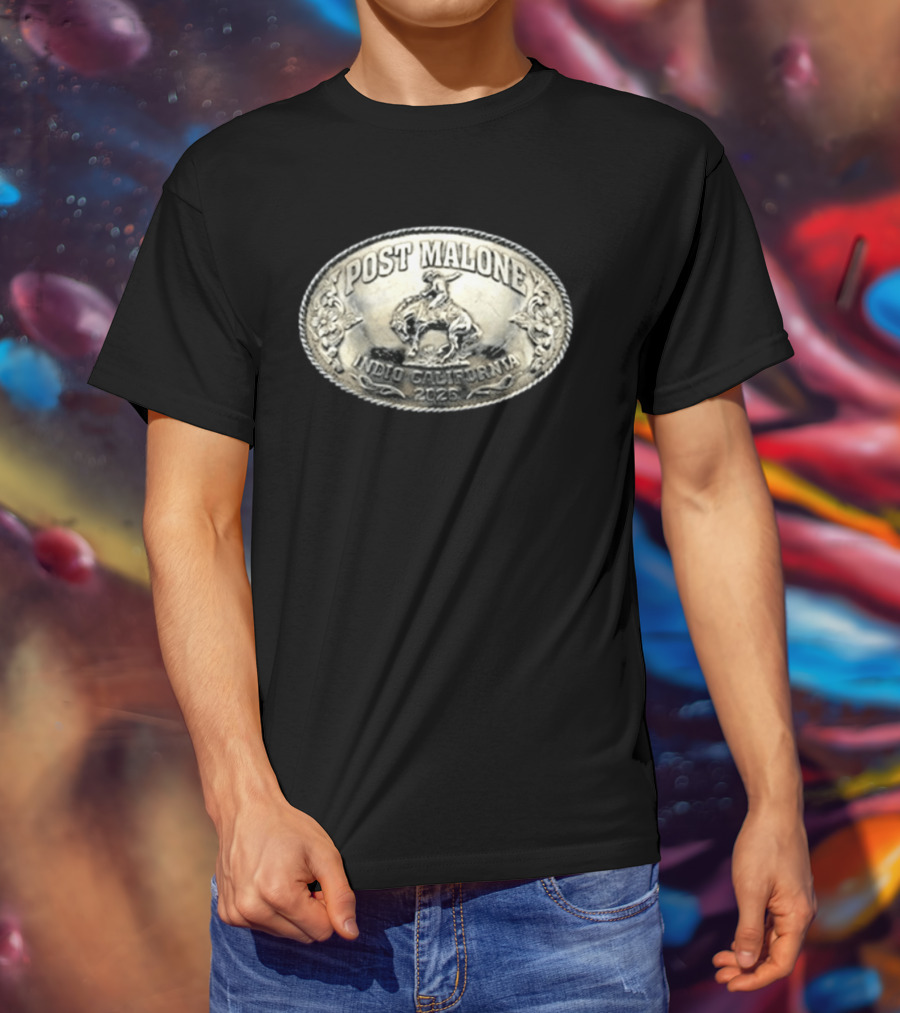 Post Malone Indio California 2026 Rodeo Belt Buckle T-Shirt