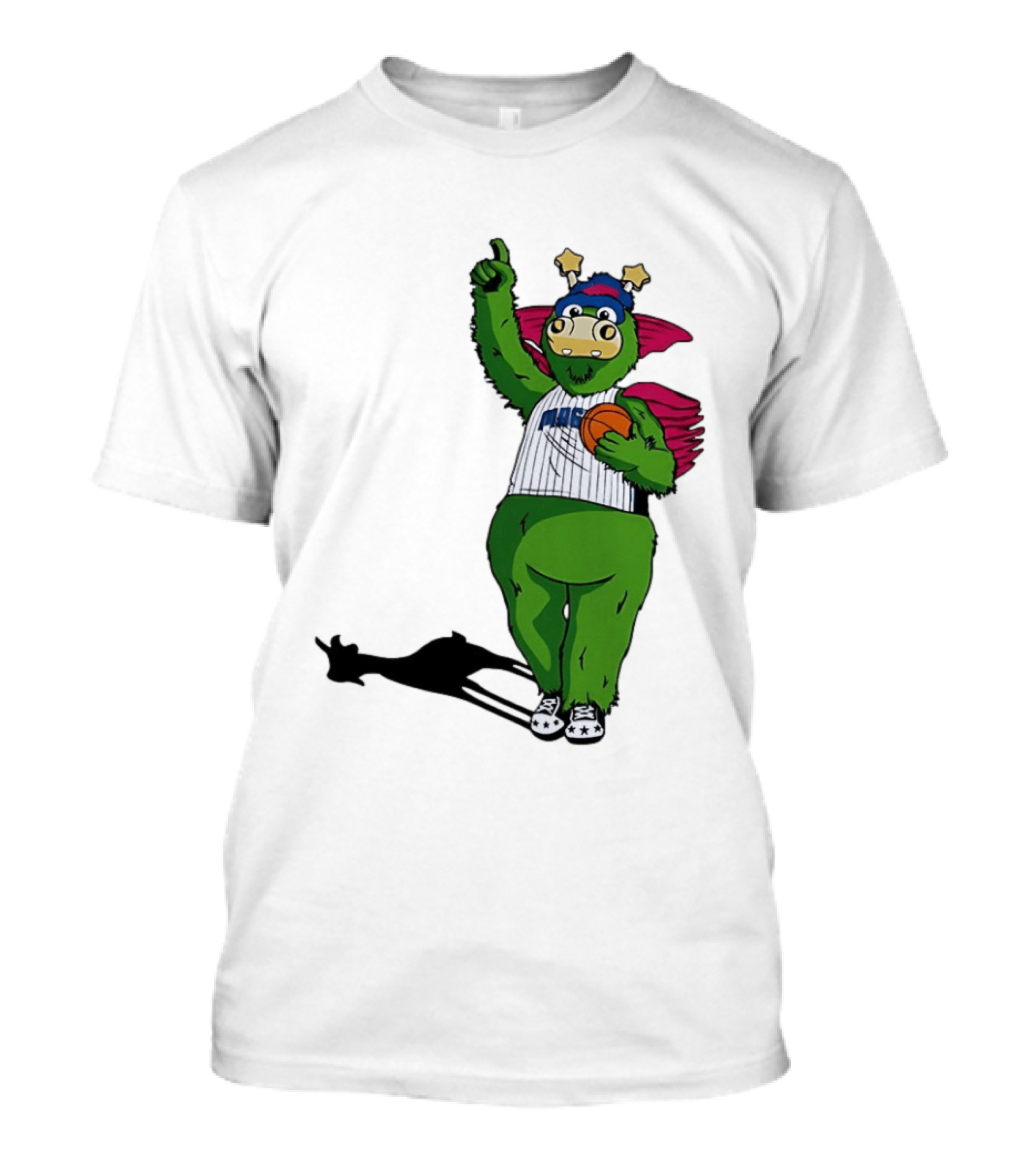 Orlando Magic Stuff Mascot In NBA Jersey Holding Basketball T-Shirt