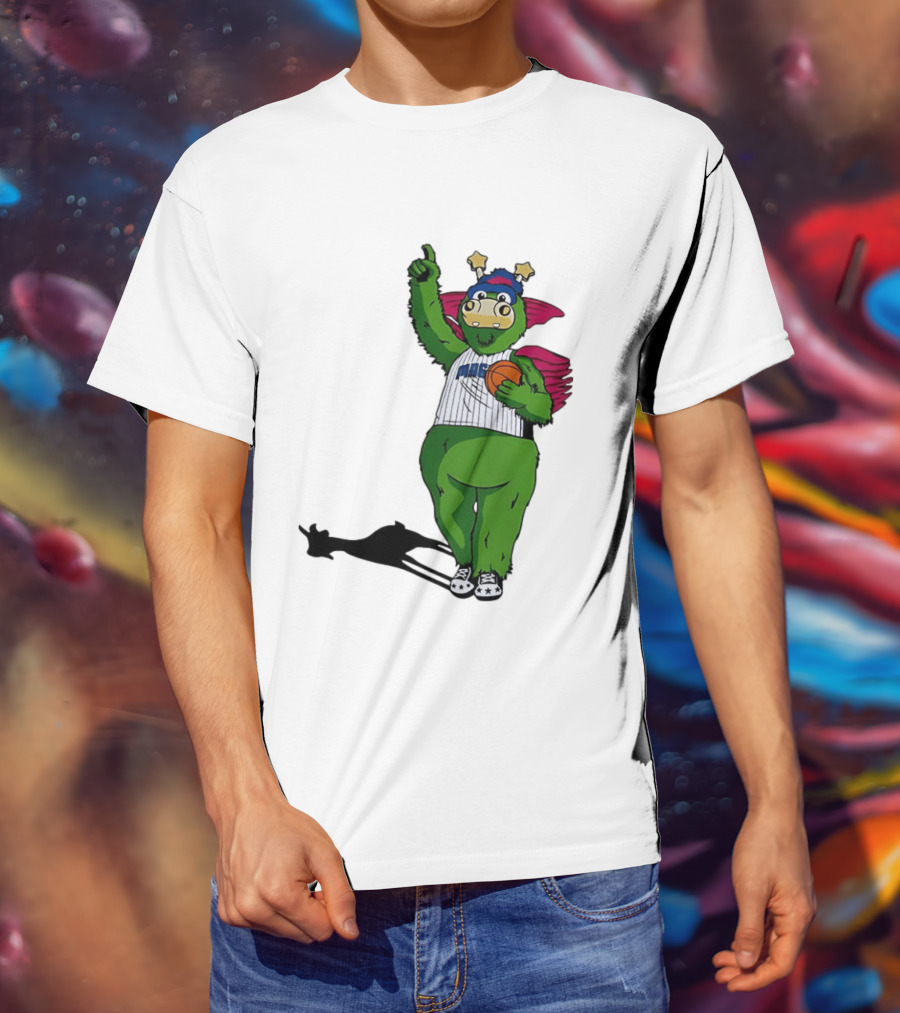 Orlando Magic Stuff Mascot In NBA Jersey Holding Basketball T-Shirt