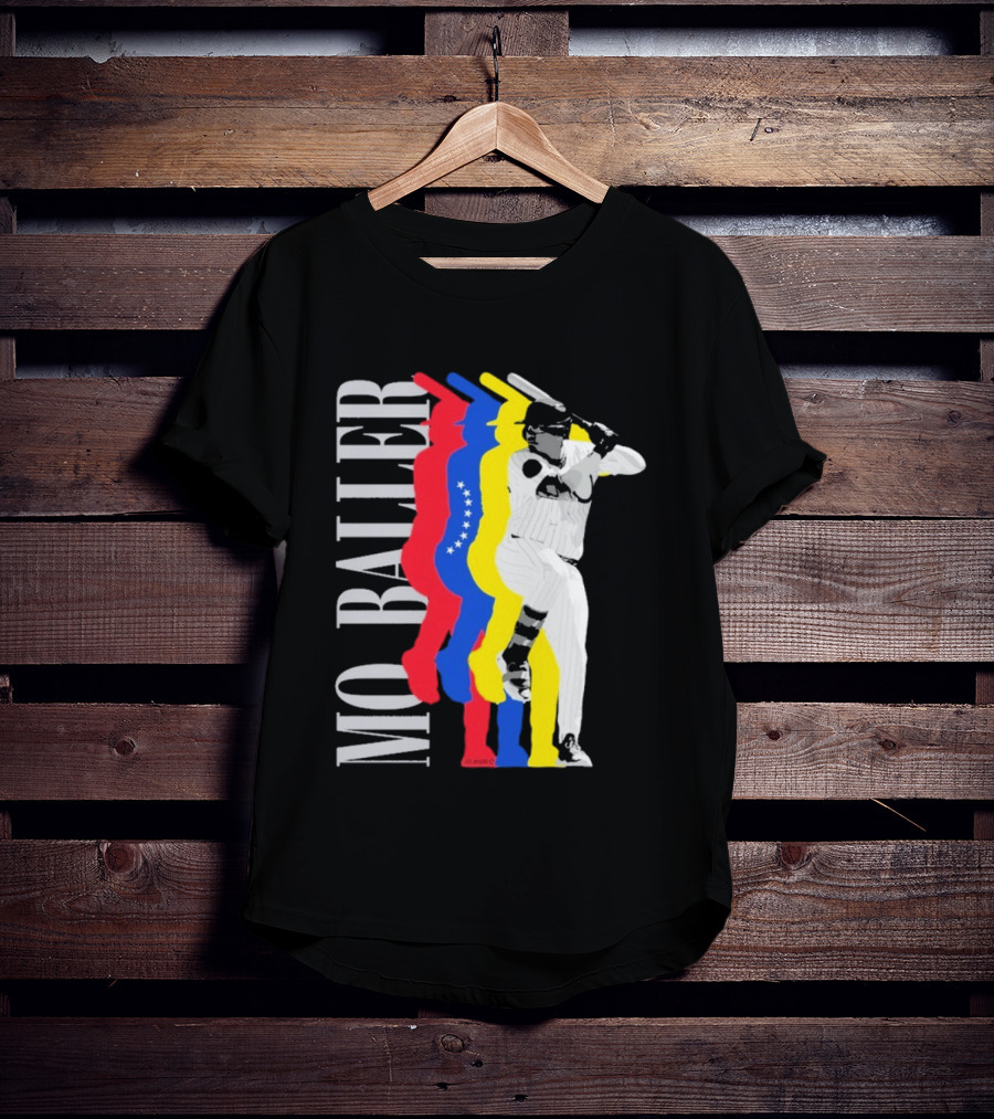 Mo Baller Venezuela Flag Baseball Batting Pose T-Shirt