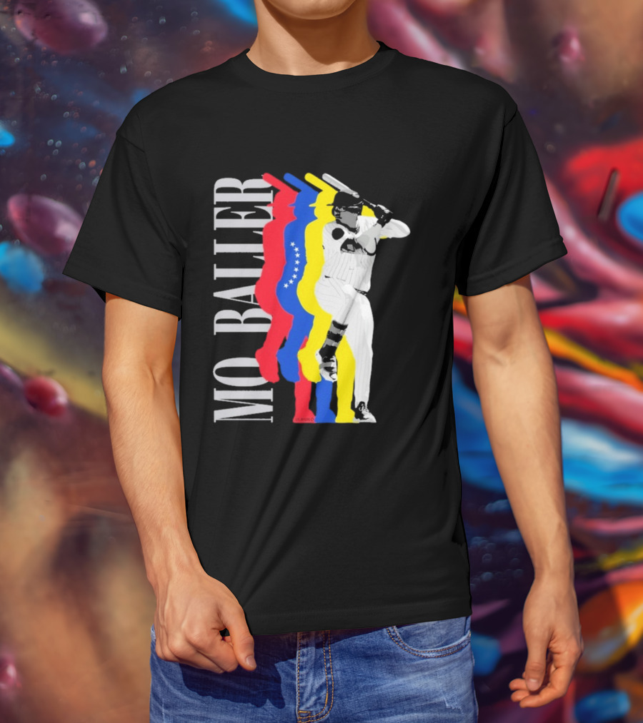 Mo Baller Venezuela Flag Baseball Batting Pose T-Shirt
