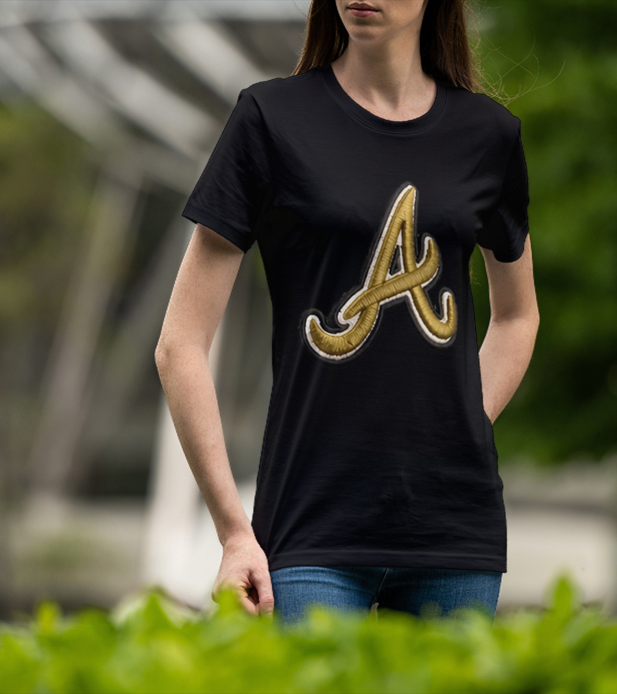 Atlanta Braves Armed Forces 2026 Hat Gold Embroidered A T-Shirt