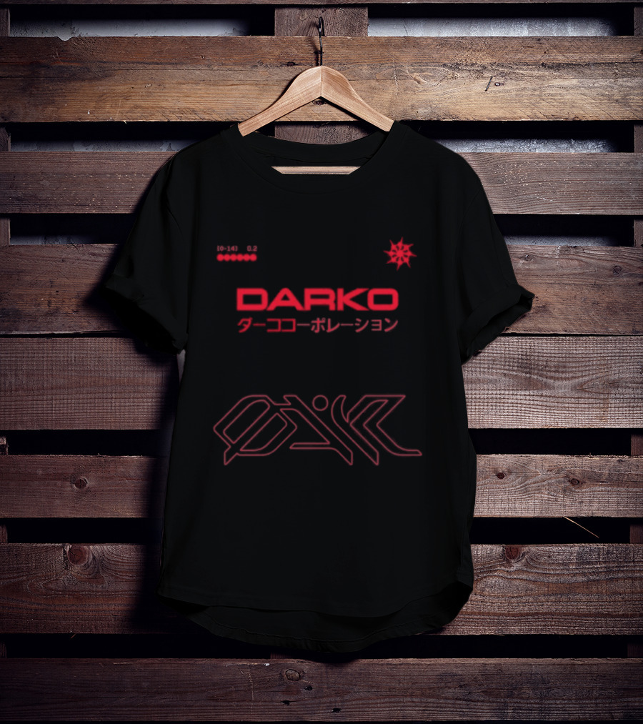 Darko Creative Dept Windbreaker Star Symbol Japanese Text Red And White T-Shirt