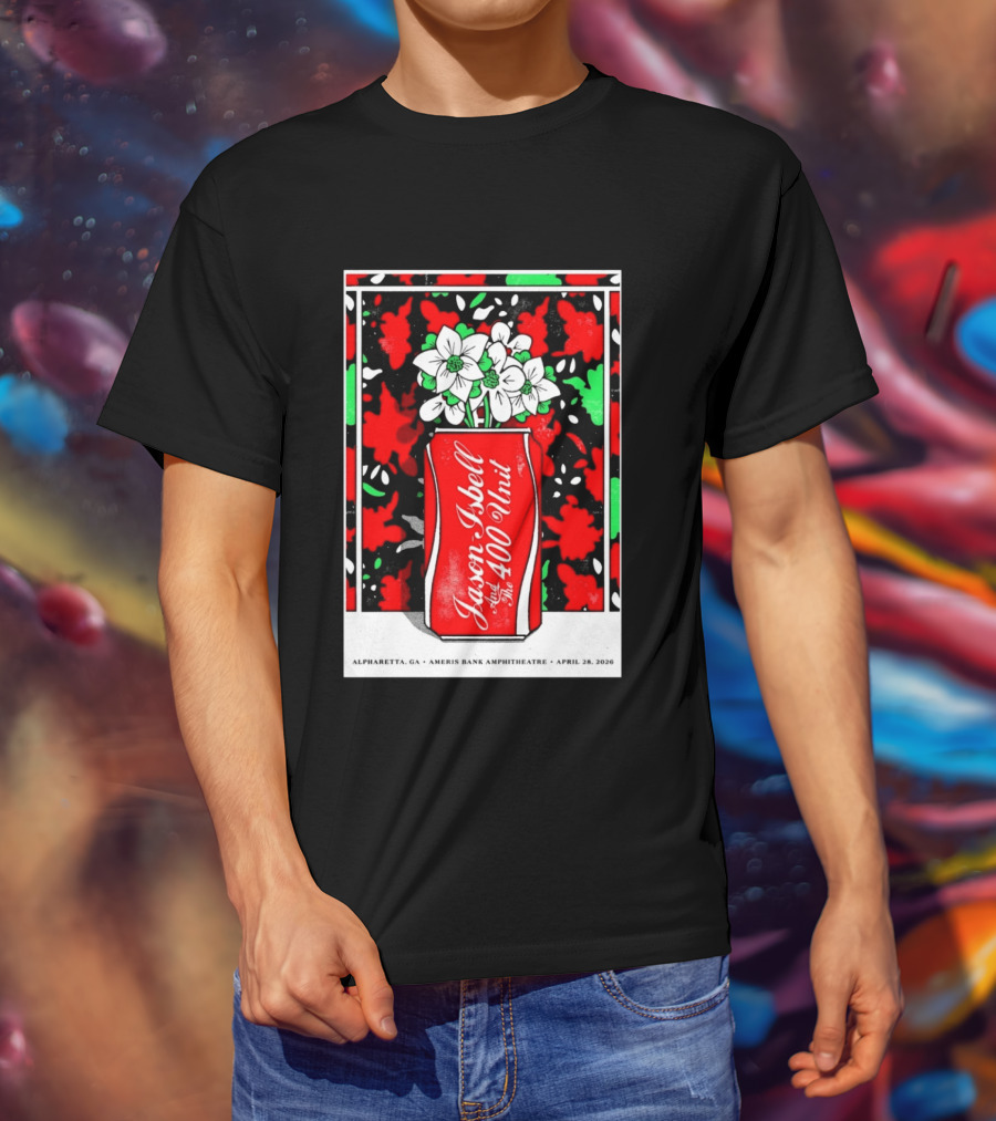 Jason Isbell And The 400 Unit Alpharetta GA Ameris Bank Amphitheatre April 28 2026 Floral Can T-Shirt