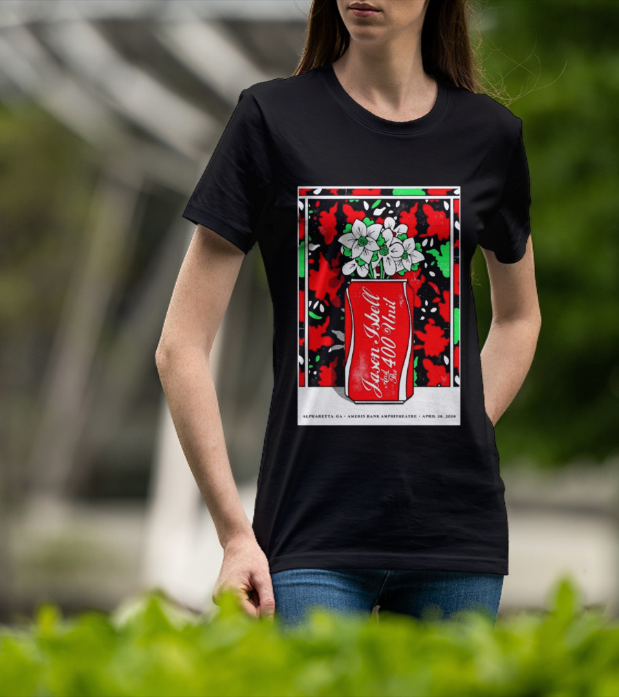 Jason Isbell And The 400 Unit Alpharetta GA Ameris Bank Amphitheatre April 28 2026 Floral Can T-Shirt