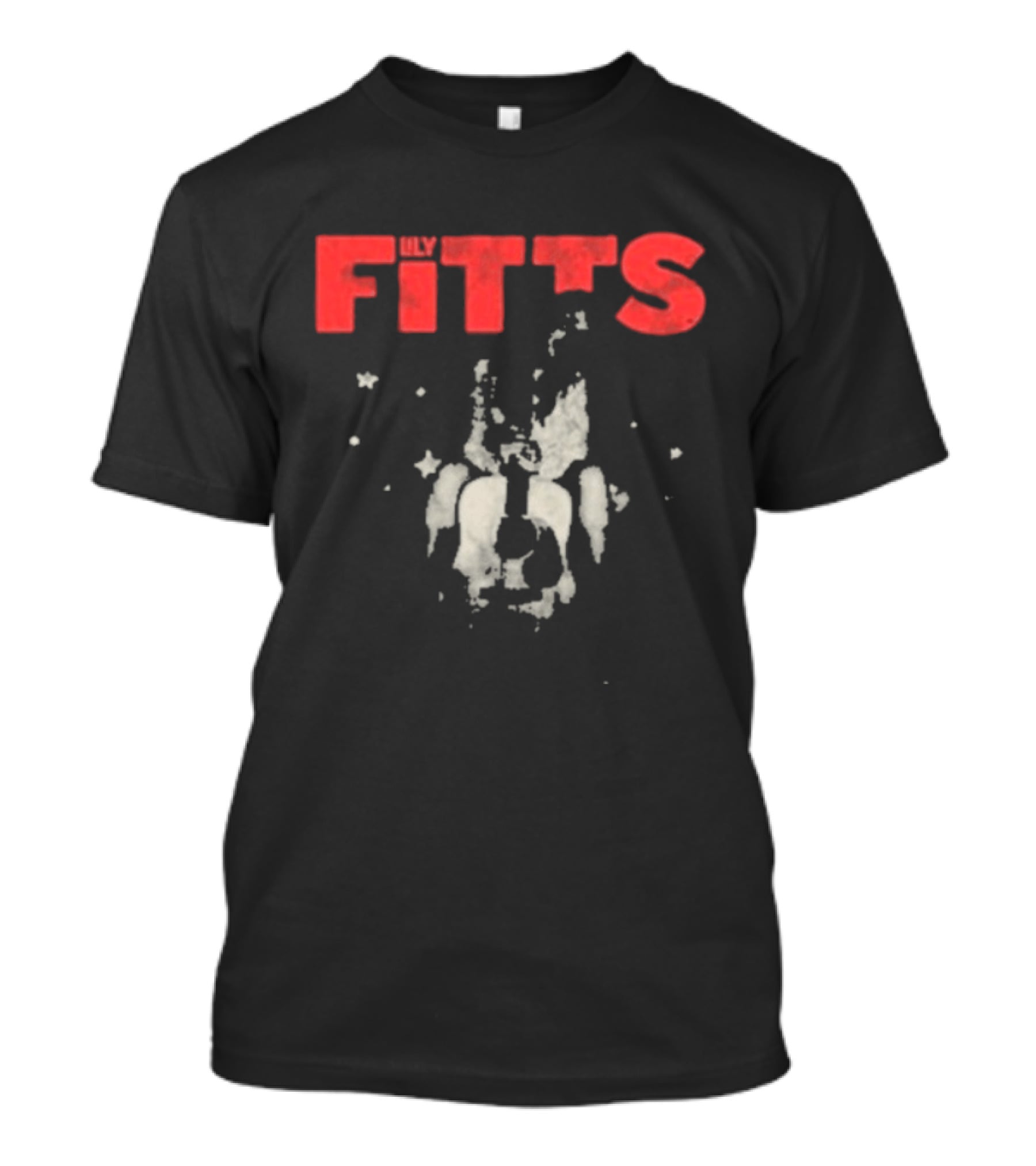 Lily Fitts Red Text With Abstract White Splash T-Shirt