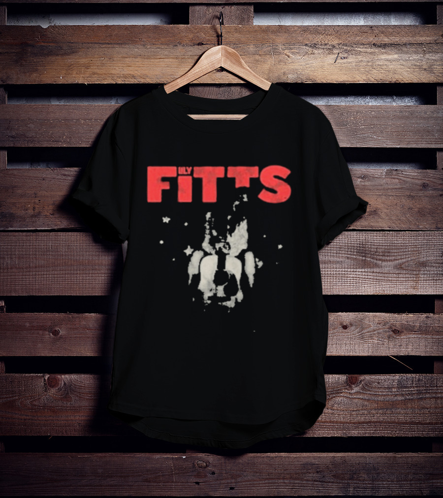 Lily Fitts Red Text With Abstract White Splash T-Shirt