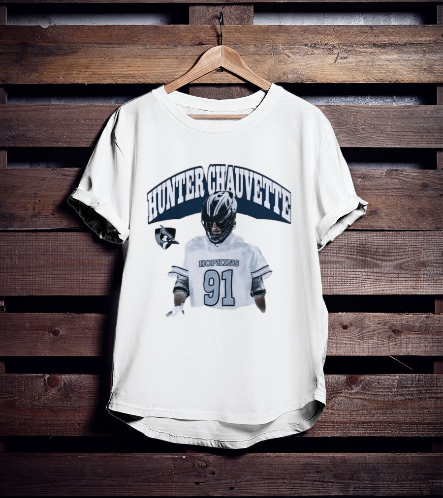 Hopkins Blue Jays Hunter Chauvette 91 Jersey T-Shirt