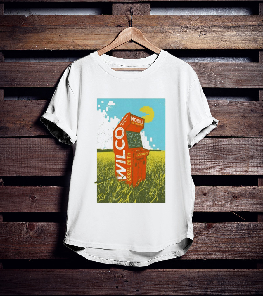 Wilco Saenger Mobile Alabama April 28th Arcade Retro Concert T-Shirt