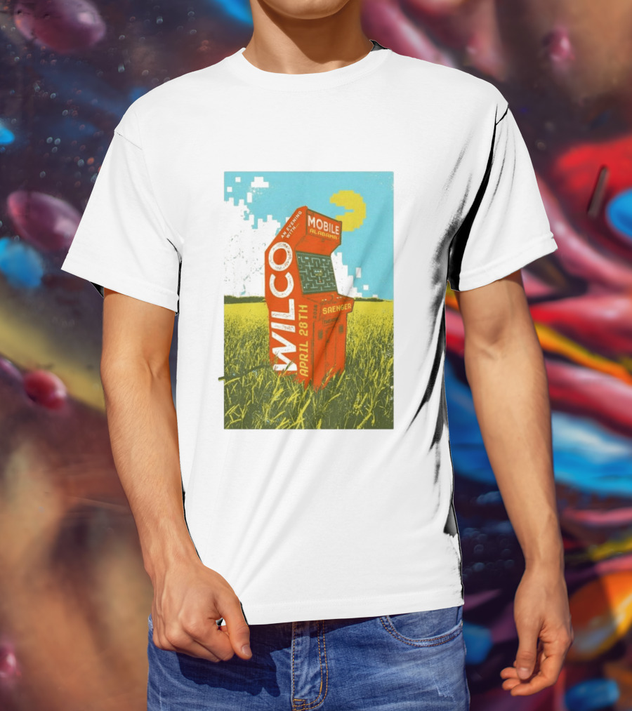 Wilco Saenger Mobile Alabama April 28th Arcade Retro Concert T-Shirt