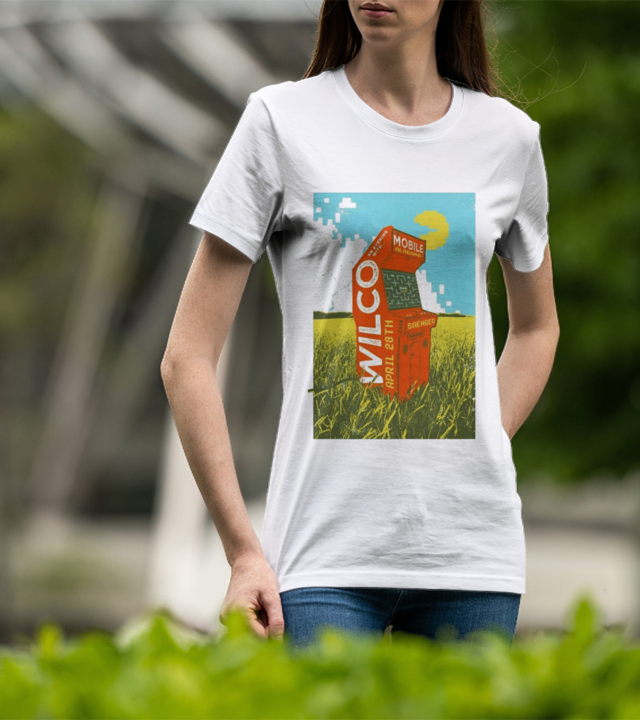 Wilco Saenger Mobile Alabama April 28th Arcade Retro Concert T-Shirt