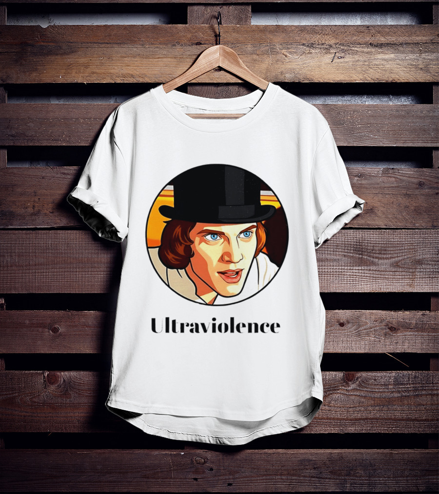 Alex DeLarge Ultraviolence Portrait Work Orange T-Shirt