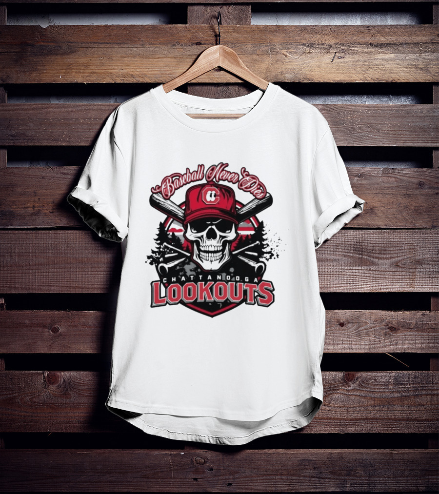 Chattanooga Lookouts Twisted River Skull Bats T-Shirt