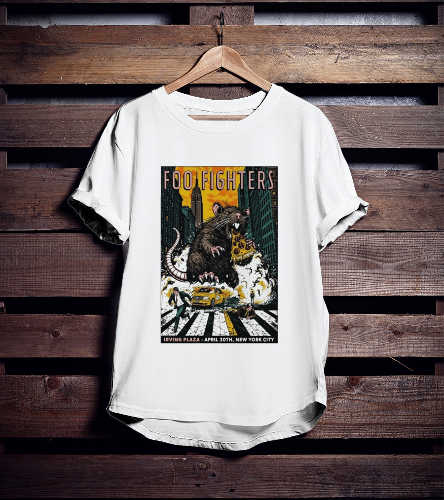 Foo Fighters NYC Irving Plaza April 30 2026 Giant Pizza Rat T-Shirt