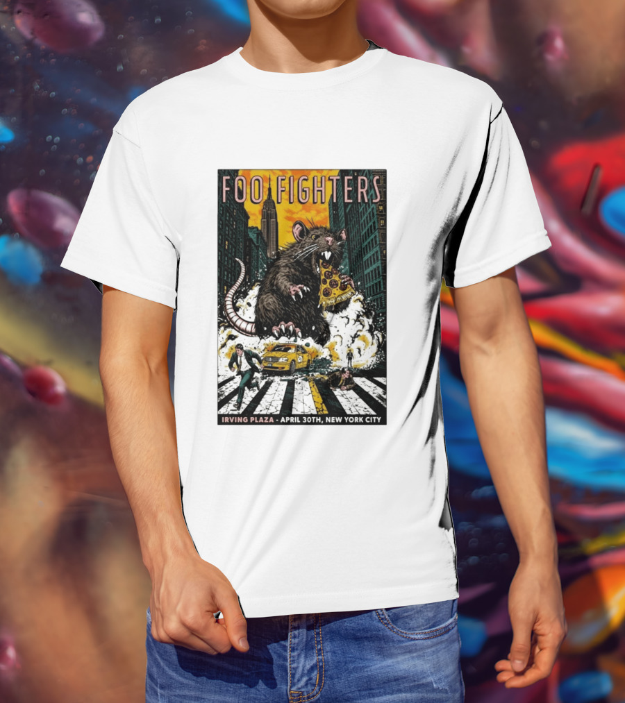 Foo Fighters NYC Irving Plaza April 30 2026 Giant Pizza Rat T-Shirt