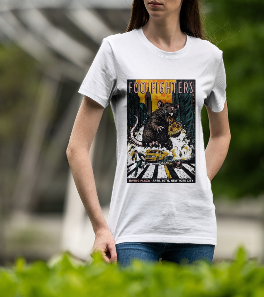 Foo Fighters NYC Irving Plaza April 30 2026 Giant Pizza Rat T-Shirt