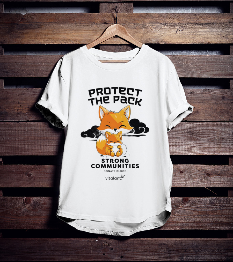 Protect The Pack Strong Communities Donate Blood Vitalant Fox Family T-Shirt