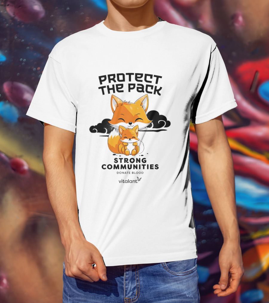 Protect The Pack Strong Communities Donate Blood Vitalant Fox Family T-Shirt