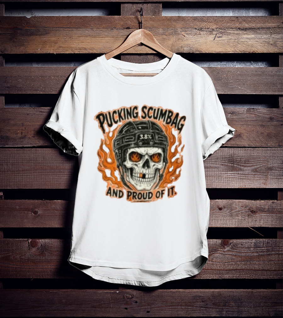 Pucking Scumbag Skull Helmet Flames Proud 38% T-Shirt