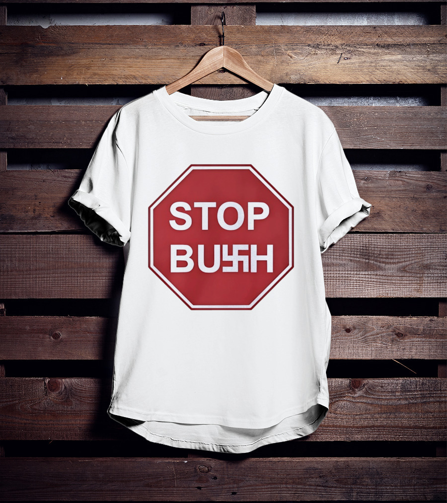 STOP BUSH Swastika Sign Octagon T-Shirt