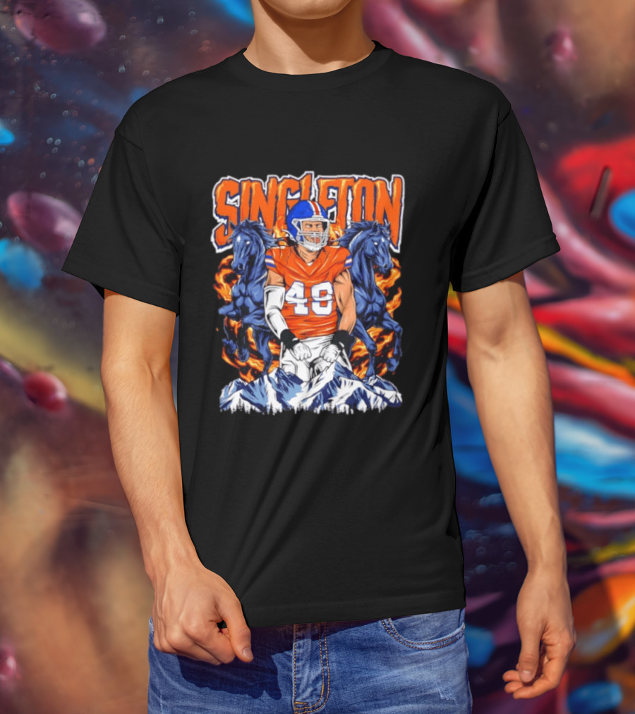 Alex Singleton Denver Broncos Dark Horse 48 Rocky Mountains T-Shirt
