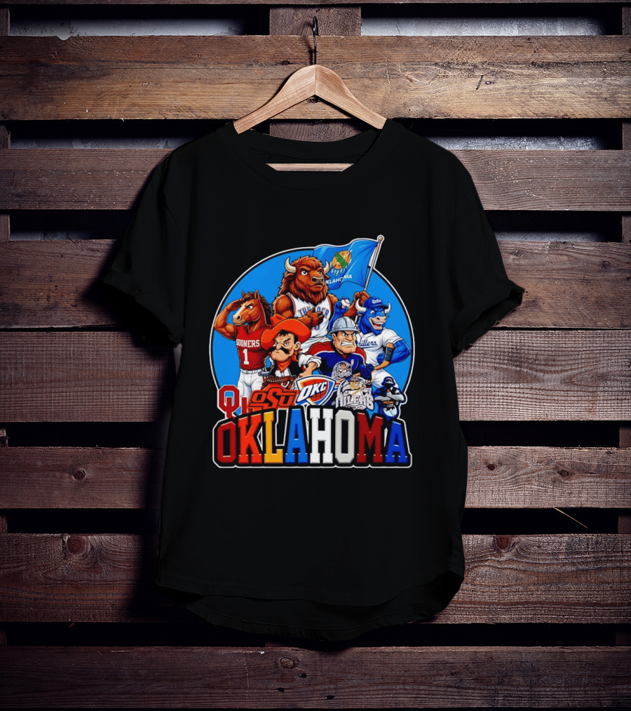 Oklahoma Sooners OSU OKC Thunder Drillers Oilers Mascots Collection T-Shirt