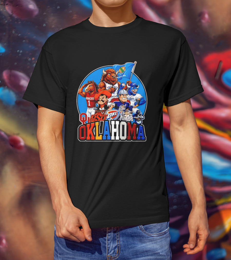 Oklahoma Sooners OSU OKC Thunder Drillers Oilers Mascots Collection T-Shirt