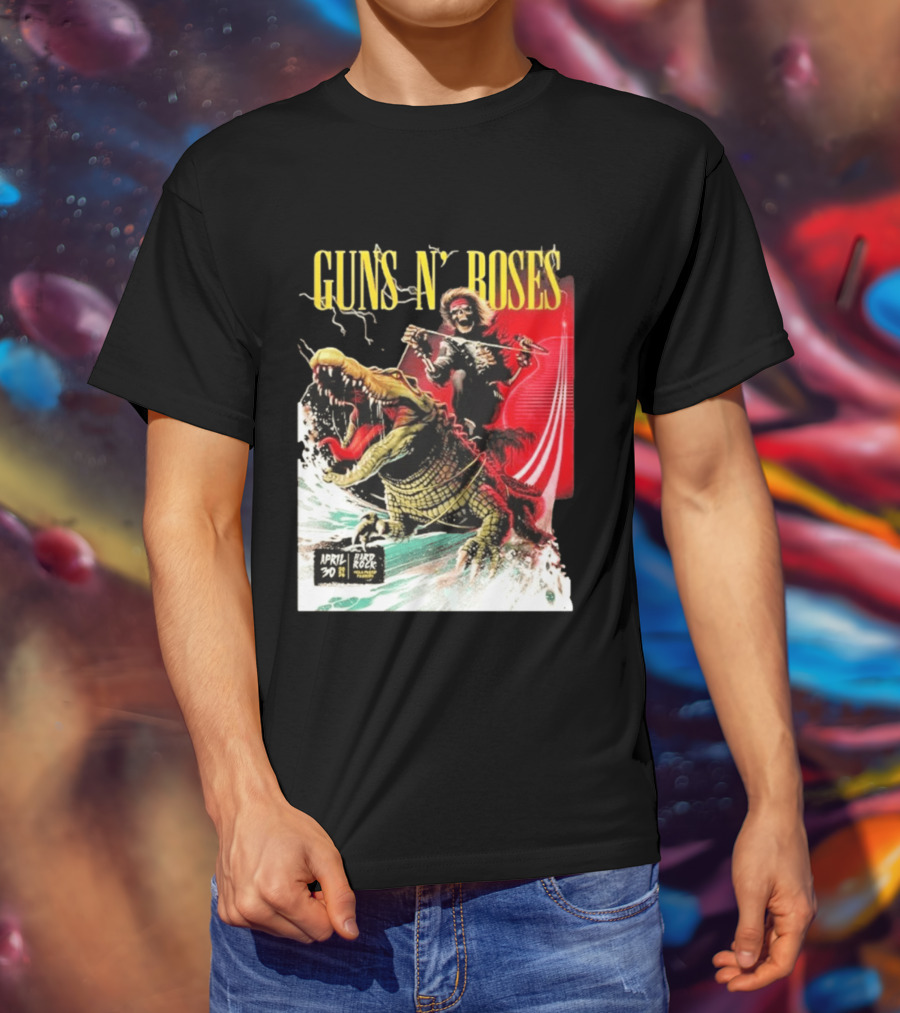 Guns N' Roses F1 Miami Grand Prix Florida 2026 Skeleton Rides Crocodile Hard Rock Live April 30 T-Shirt