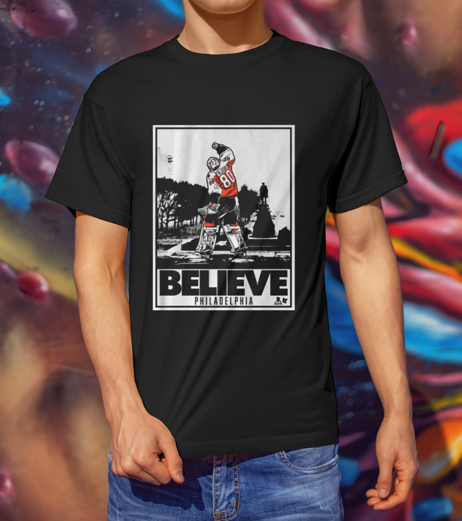 Dan Vladar 80 Jersey Believe Philadelphia Statue Hockey Scene T-Shirt