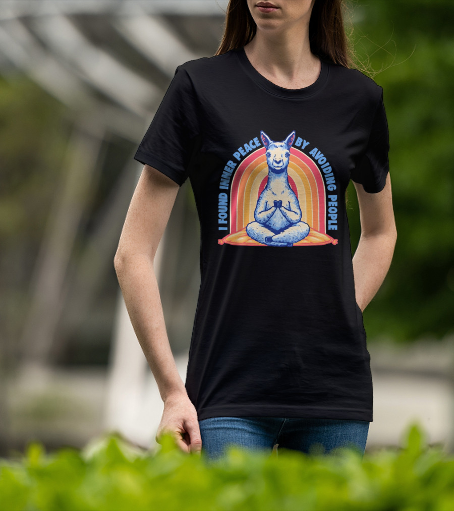 I Found Inner Peace By Avoiding People Meditating Llama Rainbow T-Shirt