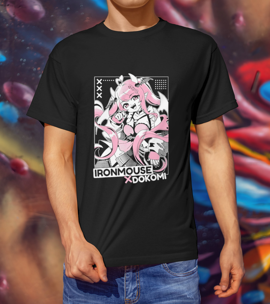Ironmouse X Dokomi Exclusive Anime Pink Aesthetic T-Shirt