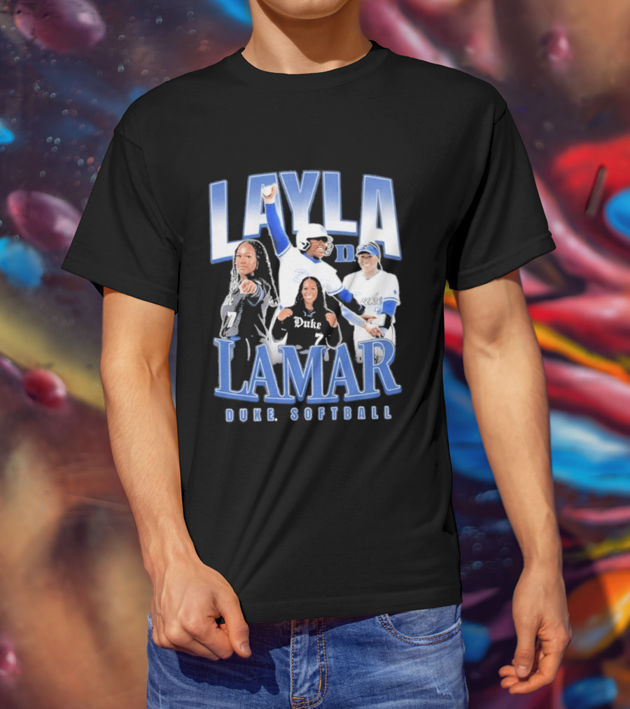 Layla Lamar Duke Blue Devils Softball 90s Baseball Team Celebration T-Shirt