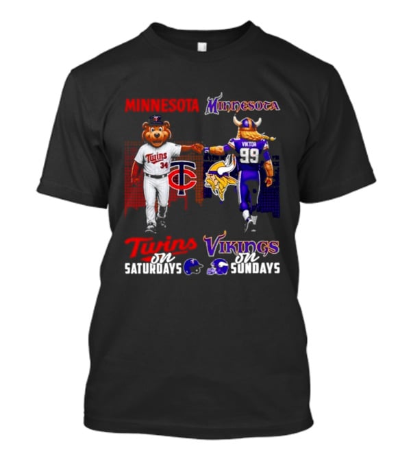 Minnesota Twins Saturdays Vs Vikings Sundays Sports Mashup T-Shirt