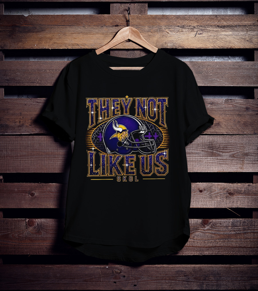 Minnesota Vikings They Not Like Us SKOL Helmet Twinkle T-Shirt
