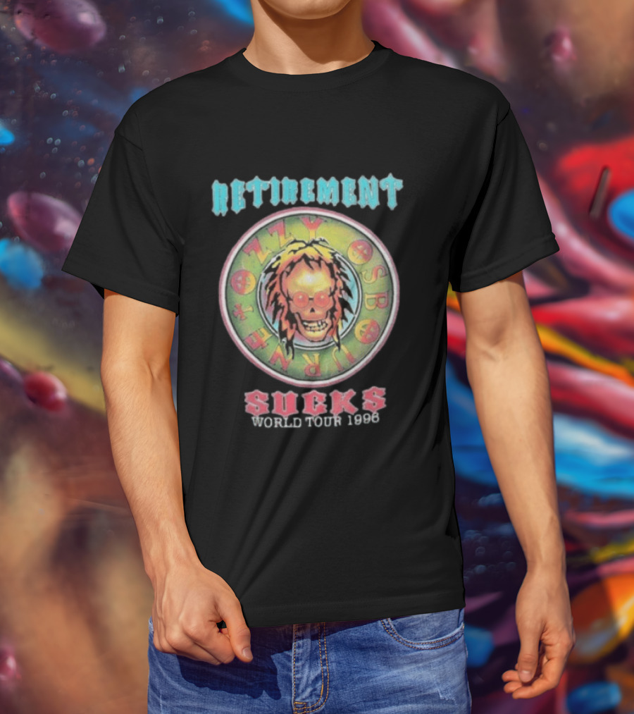 Ozzy Osbourne Retirement Sucks World Tour 1996 Psychedelic Skull T-Shirt