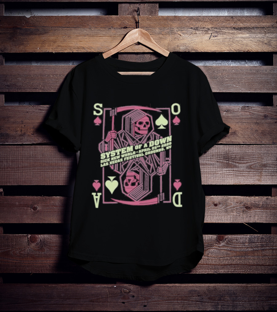 SOAD April 25th 2026 Las Vegas Playing Card Skull T-Shirt