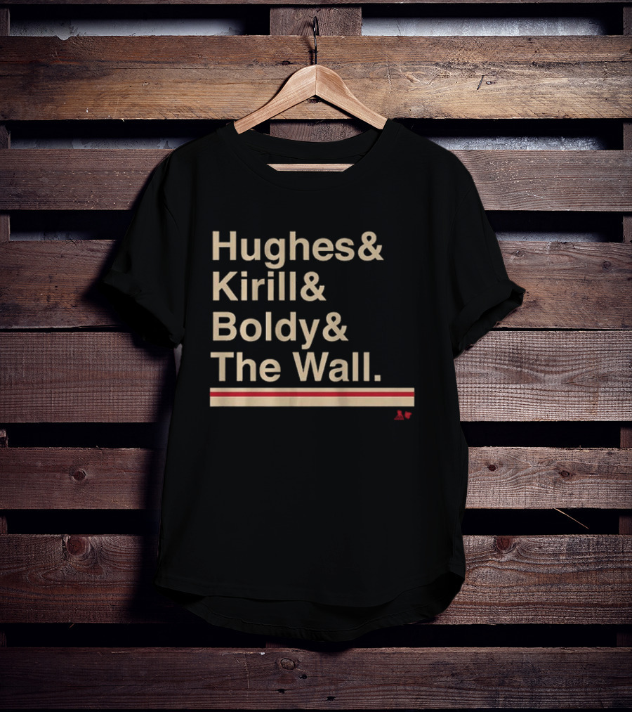 Hughes Kirill Boldy The Wall Minnesota Hockey Ampersand T-Shirt